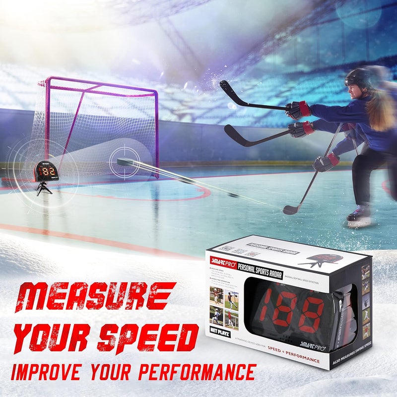 NET PLAYZ Hockey Radar Gifts Training Aids - Speed Sensor, Hands-Free Radar Guns | Ice, Field, Street & Roller Hockey, High-Tech Gadget & Gear, Black - Image 3